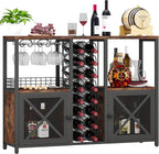 Homeiju Mini Bars for Home, Wooden Coffee Bar Cabinet, Modern Liquor Cabinet for Liquor and Glasses, Farmhouse Buffet Wine Cabinet with Storage Sideboard for Home Kitchen Dining Room