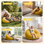 6 Pcs Inflatable Bean Bag Chairs with Electric Air Pump, Giant Blow Up Couch, Outdoor Folding Beanbag Chairs for Adults, Portable Lounger Air Sofa Lazy Sofa Seating for Movie Night Home Camping(Orange