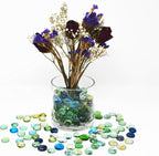 TSY TOOL 3 Lb (Approx 300 Count) 3 Bags Mixed Color Glass Gems Pebbles Stones Flat Marbles for Vase Accents and Crafting