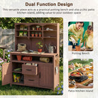 Large Fir Wood Potting Bench with Storage