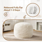 Hobestluk 3ft Bean Bag Chairs for Adults Large Beanbag Chair with Chevron Plush Fur Cover Big Bean Bag Chair for Living Room Bedroom Dorm Office - White (36” x 36” x 22”)
