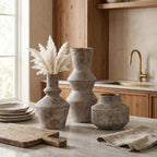 DREAMLOOM Ceramic Vase Set of 3, Modern Rustic Flower Vases for Pampas Grass, Dried & Fresh Flowers, Farmhouse Home Decor Vase for Living Room Bedroom Kitchen Shelf Centerpiece, Classic