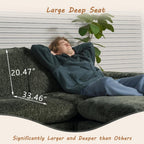 EASE MOOSE Oversized Cloud Sectional Boneless Couch for Living Room, Modern U-Shaped Modular Couch with Ottoman, Comfy Chenille Deep Seat Compressed Sofa, Green