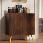 DHZ Fluted Sideboard Buffet Cabinet, 30” Wood Storage Credenza with Adjustable Shelf, Freestanding Accent Cabinet, Space-Saving Console Coffee Bar Cabinet for Living Room, Kitchen
