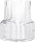Glass Vase - Fluted, Ribbed, Decorative for Centerpieces, Modern for Living Room, Table, Entryway, Desk, Shelf, Wedding, Office - 7.5 Inches
