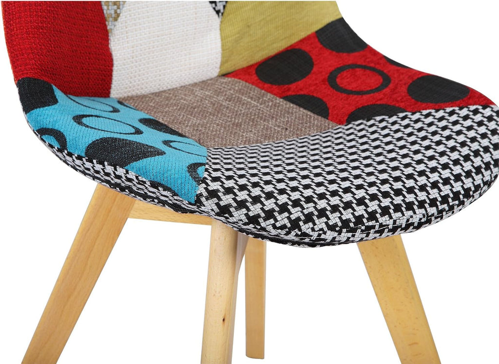 WOLTU BH29mf-4 Set of 4 Multi-Coloured Linen and Wood Dining Chairs Kitchen Chairs