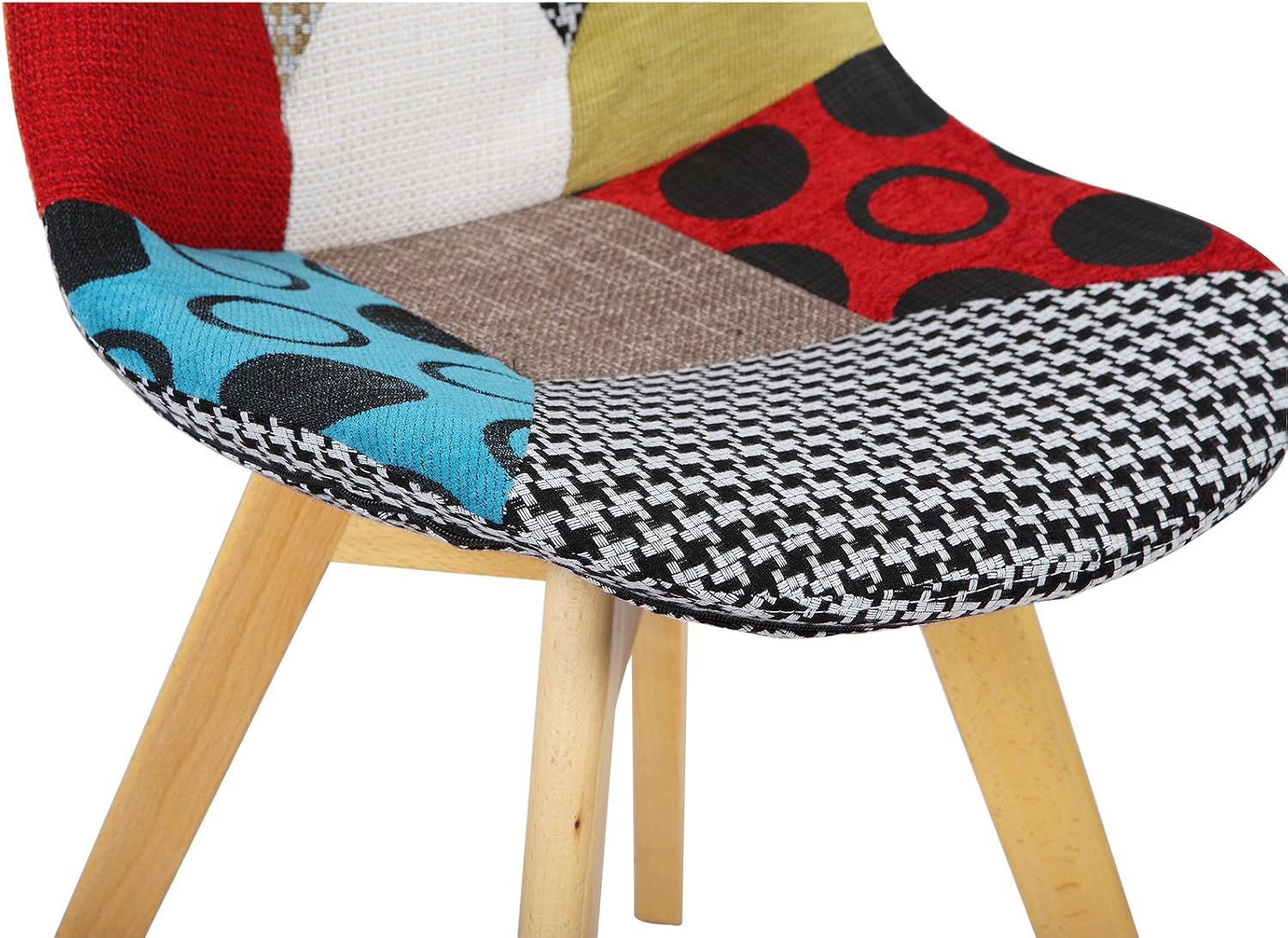 WOLTU BH29mf-4 Set of 4 Multi-Coloured Linen and Wood Dining Chairs Kitchen Chairs