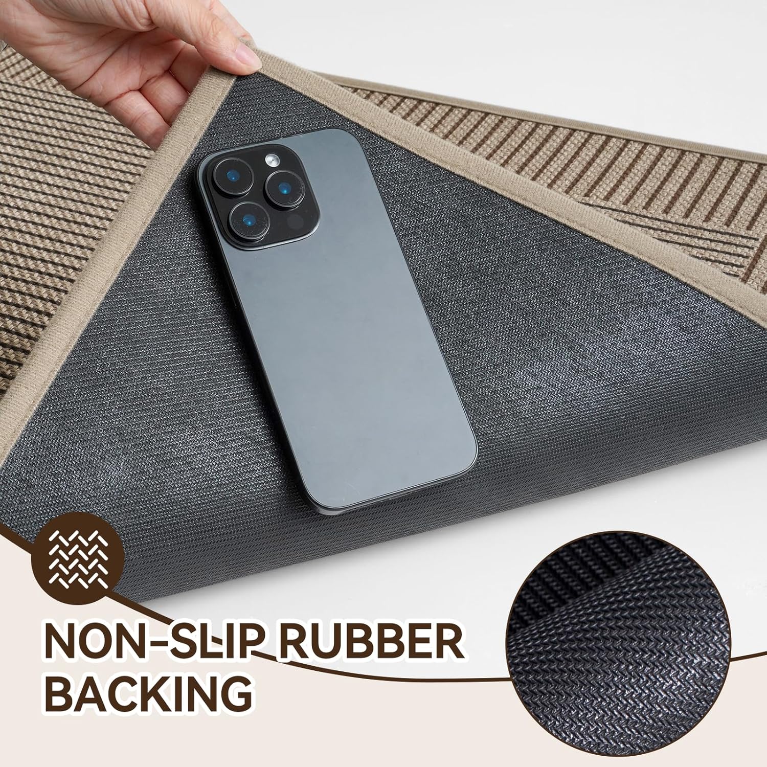 Door Mat 31"x47", Thin Dirt Trapper Entryway Door Mats Non Slip Washable Doormat, Low-Profile Welcome Mat for Inside Front Backdoor and Entrance