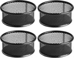 FUCDTEFC Paper Clip Holder, Paperclip Holders for Desk, Mesh Paper Clip Holder for Desk Binder Wire Mesh Bowls, Paper Clip Dispenser Organizer for Holding Small Parts Office Accessories Black 4 Pack