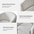 HULALA HOME Modern Swivel Accent Chair with Solid Wood Base, Round Swivel Barrel Chair with Striped Pattern, No Assembly Required, Blue