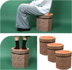 3 Pcs Tree Stump Storage Stool, 12 x 12 Inch Fiberboard Ottoman with Foam Cushion, Folding Toy Box and Foldable Seat Chest for Kids, Classic Design