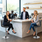 Yaheetech Bar Stools Set of 4, Adjustable Swivel Barstools with High Backrest, PU Leather Kitchen Island Chairs, Thickened Seat Cushion Counter Height Barstools, Grey