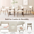 MALOL Dining Chairs Set of 2, Upholstered Dining Room Chairs with Metal Legs and Anti Slip Pads, Curved Back Kitchen Chair for Home and Restaurant Use, Beige