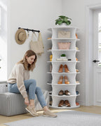 Kitsure Shoe Rack - 7-Tier Rotating Shoe Rack Tower, 360° Revolving Display & Storage Solution with Lazy Susan, Space-Saving Shoe Rack for Entryway, Closet, Bedroom, White
