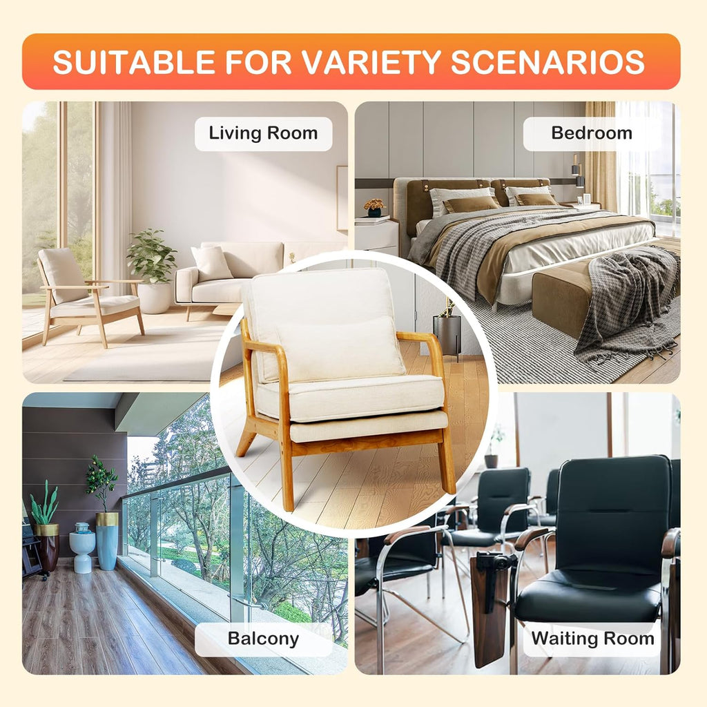 MALOL Accent Chair Set of 2 with Solid Wood Frame, Mid-Century Relaxing Armchair Lumbar Pillow& Soft Cushion, Reading Leisure Chair for Living Room, Bedroom, Waiting Room-Beige