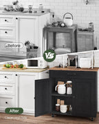 CHOEZON Kitchen Island, Kitchen Island Cart with One Double Cabinet and Drawer, Rolling Storage Cart with Power Strip, with Drop Leaf, for Kitchen, Living Room, Black and Rustic Brown MZD01UBFN1