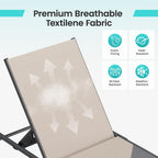 Amopatio Folding Lounge Chairs Chaise Lounge for Outside Portable Pool Lounge Chairs Set of 2 with Side Table for Patio Poolside Deck Yard, Weather Resistant, 5-Position Adjustable Backrest