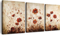 TTHYUEWS Boho Wall Decor for Bedroom Canvas Wall Art for Living Room Office Decorations Flowers Wall Pictures Watercolour Paintings Artwork Modern Aesthetic Bathroom Home Decor 3 Piece Ready To Hang