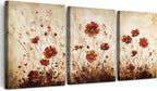 TTHYUEWS Boho Wall Decor for Bedroom Canvas Wall Art for Living Room Office Decorations Flowers Wall Pictures Watercolour Paintings Artwork Modern Aesthetic Bathroom Home Decor 3 Piece Ready To Hang