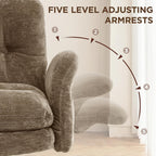 FiveWillowise Criss Cross Chair with Adjustable Arms&Hight Back,Thicken Wide Seat Home Office Chair,Lounge Makeup Vanity Chairs with Side Pockets,Comfy Cross Legged Desk Chair,Chenille Brown