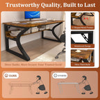 AZN Computer Desk, 47x24 in Computer Desk, Office Desk w/Storage & U-Size Metal Frame for Home Office Bedroom Gaming, Office Desk w/Water-Resistant, Scratchproof Surface, Brown