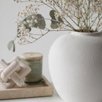 White Ceramic Vase 7.9 inch Round Minimalist Leak-Proof Vases for Flowers with Soft Pads, Modern Farmhouse Decor for Living Room