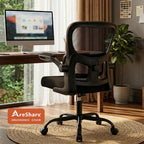 AreShark Office Chair Ergonomic Desk Chairs with Adjustable Lumbar Support, High Back Breathable Mesh Chair with Wheels& Flip-up Armrests,Rolling Swivel Comfy Task Computer Chair for Home Work Gaming