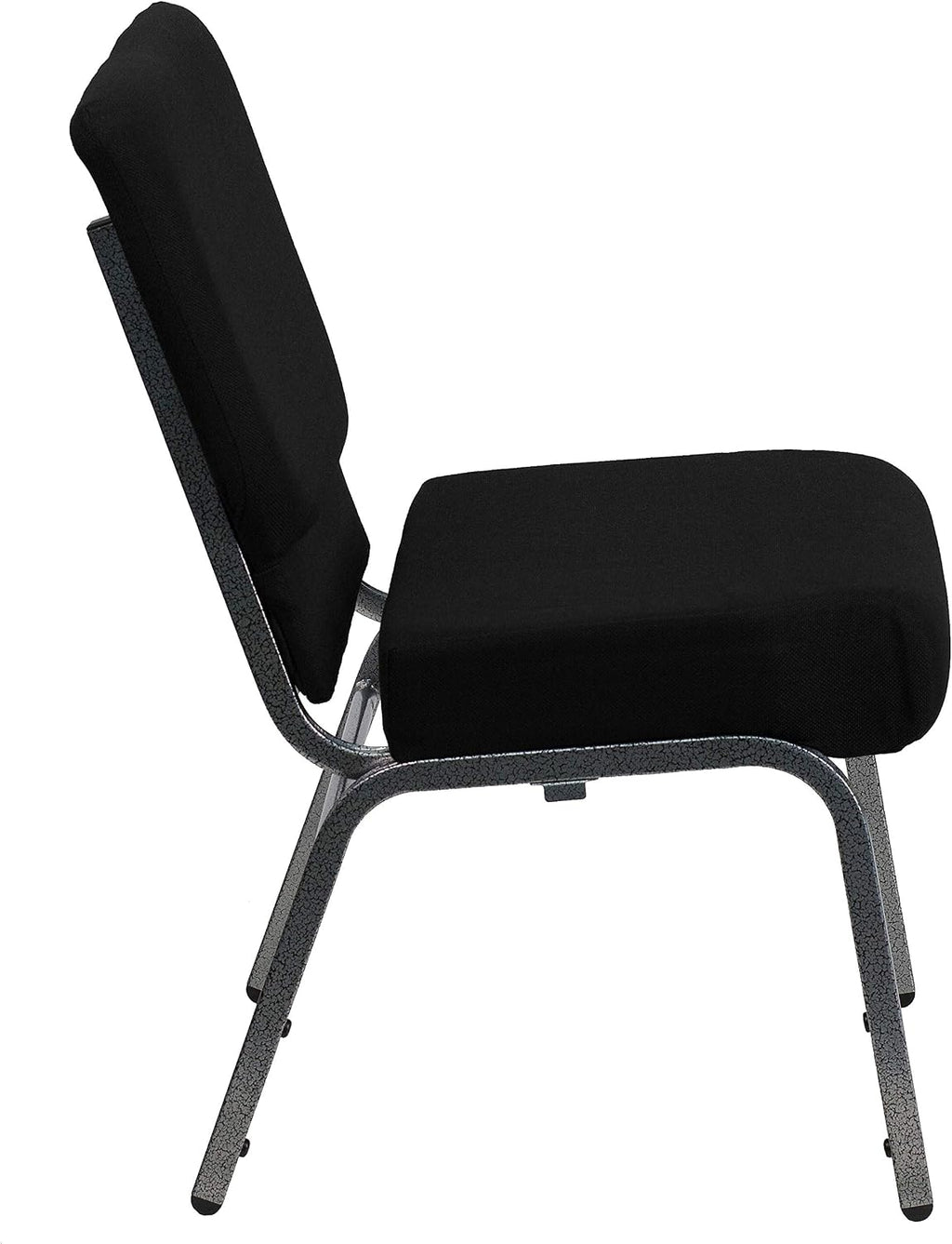 Flash Furniture HERCULES Series 21''W Stacking Church Chair in Black Fabric - Silver Vein Frame