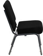 Flash Furniture HERCULES Series 21''W Stacking Church Chair in Black Fabric - Silver Vein Frame