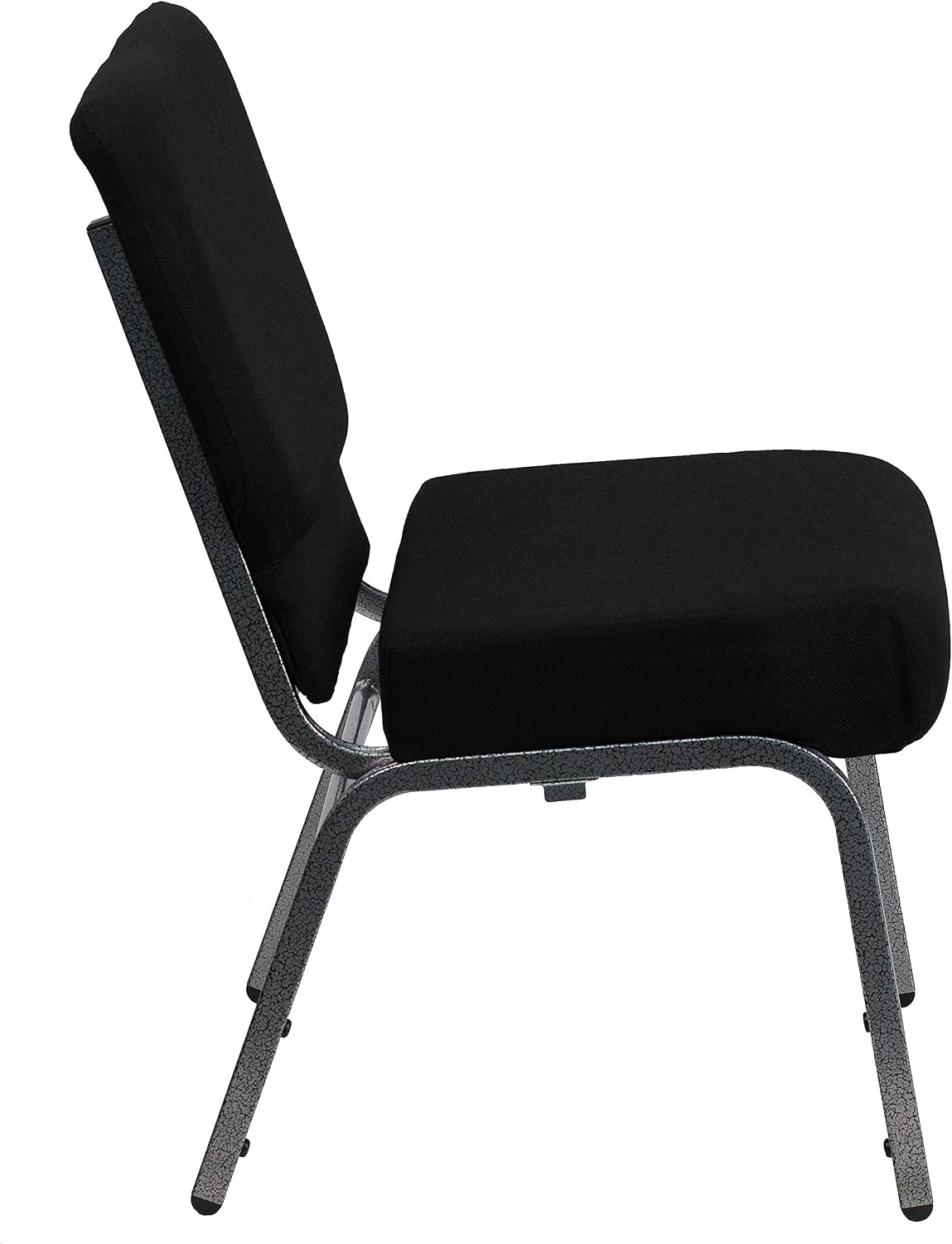 Flash Furniture HERCULES Series 21''W Stacking Church Chair in Black Fabric - Silver Vein Frame
