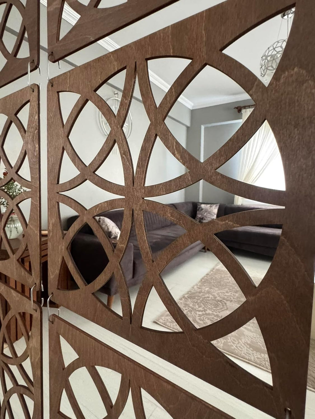 Decorative Hanging Divider Panels, Walnut, Set of 12