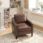 MALOL PU Leather Accent Chair Set of 2, Mid-Century Modern Living Room Armchair Sofa with Removable Cushions & Stitched Armrest Design, Bedroom Chair with Plastic Legs, Chocolate Brown