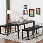 HOOBRO Dining Bench, Dining Room Bench with PU Leather Upholstered Seat, for Kitchen, Living Room, Hallway, Kitchen, Entryway, Bedroom, Black BB46CD01