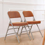 BOOSDEN Thick Padded Folding Chairs, Single Upholstered Foldable Chair, Comfortable Metal Chairs, Folding Chair with Fabric Cushion, Stackable Fold Up Chair for Kitchen Office Wedding Party (Tawny)