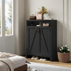 ONBRILL 6-Tier Shoe Cabinet with Doors, Farmhouse Shoe Storage Cabinet with Adjustable Shelves, Large Capacity Wooden Shoe Rack Organizer for Entryway, Hallway, Living Room (Black)