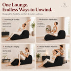 Naomi Home Yoga Chair for Adults - Ergonomic Yoga Chaise Lounge Bench, Wood & Metal Frame, 330 lb Capacity, Upholstered Microfiber Lounge for Deep Stretching, Relaxation & Creative Comfort - Black
