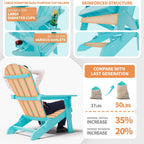 YEFU Adirondack Chair Set of 2, Folding Oversized Plastic Adirondack Chair with Cup Holder, Lawn Chair with Weather Resistant for Outdoor Deck Garden, Weight Capacity Up to 400 Lbs–Aruba