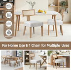 ZJhome Mid-Century Modern Rattan Dining Chairs Set of 4 – Farmhouse Linen Upholstered Accent Chairs with Curved Backrest, Solid Hardwood Frame, and Comfortable Seat for Kitchen & Dining Room – Beige