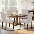 Upholstered Dining Chairs Set of 4 - Line Fabric Modern Farmhouse Kitchen Chairs,Mid-Back Dining Room Chairs with Wooden Legs