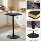 Furniliving Adjustable Height Pub Table 27''-36'', Round Cocktail Tables for Parties, High Top Table for Bistro, Dining Room, Restaurant, Cafe, Events, Set of 2, Black