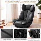 Giantex 360° Swivel Floor Gaming Chair, Folding Lazy Lounger Couch with 6-Position Adjustable Backrest & Sponge Filling, Lazy Sofa Lounge Chair, Video Gaming Chair for Reading, Relaxing (Black)