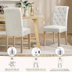 Yaheetech Dining Chairs Set of 4 Fabric Upholstered Dining Room Chairs with Button Tufted High Back and Solid Wood Legs for Kitchen/Living Room/Restaurant, Modern Style, Beige