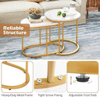 Multigot Nesting Tables Set of 2, Stacking End Side Table, Marble Accent Snack Coffee Tea Table for Living Room, Bedroom and Balcony (Marble + Golden)