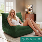 YITAHOME Bean Bag Chairs for Adults, Giant Lazy Floor Sofa with Memory Foam, Comfy Cordury Fireside Chair Beanbags for Living Room Apartment Dorm Office, Green