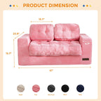 MAXYOYO Kids Bean Bag Chair, Upholstered Bean Bag Sofa Cloud 2-Seat for Boys and Girls, Boneless Couch with Tufted Cushion & Pillows, Kids Sofa in A Box, No Assembly Required, Pink