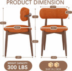 Wooden Dining Chairs Set of 4, Mid Century Modern Upholstered Kitchen Chairs with Solid Wood Legs, 350lb Heavy Duty Padded Side Chairs for Dining Room & Vanity, Orange