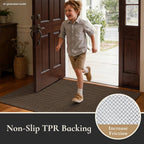 Dirt Trapper Door Mat 24"x 36", Non Slip Washable Doormat, Stain Resist and Absorbent Welcome Mat, Dog Door Mats,Low Profile Entrance Floor Mats for Front Back Door,Brown