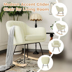 GarveeHome Nursery Rocking Chair, Upholstered Chenille Glider Rocker Chair, Modern Armchair With Wood Legs, Indoor Comfy Accent Chair Nursing Chairs Holds Up to 350 LBS for Living Room, Bedroom, Beige