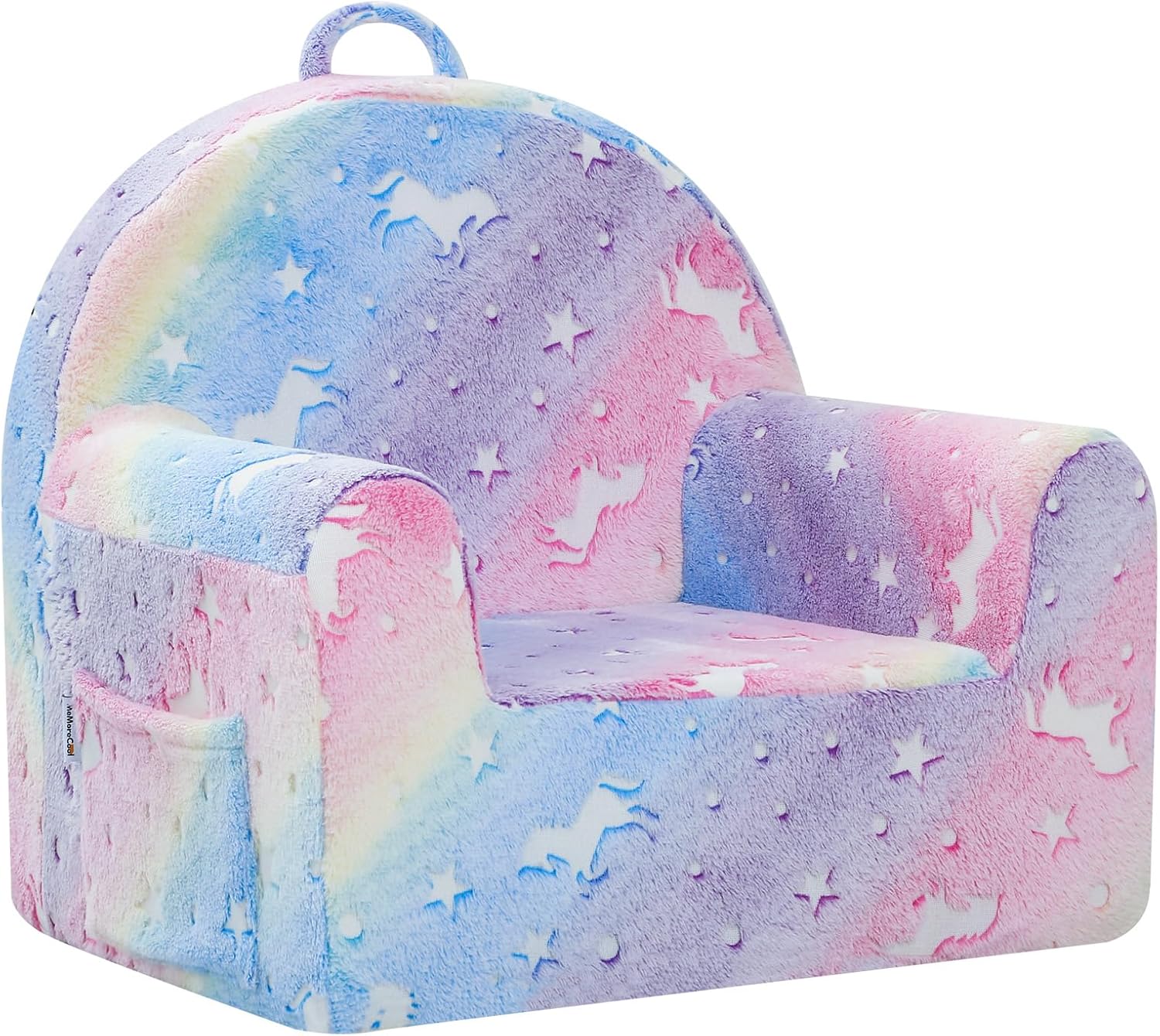 MeMoreCool Comfy Kids Chair for Ages 3+, Glow Unicorn Kids Reading Chair, Soft Plush Kids Armchair, Cozy Foam Kids Armchair for Kids Room, Living Room, Playroom, Reading Nook