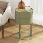 Round End Table with Storage, Rotating Nightstand, Green | Easy Legs-Only Assembly, Hidden Double-Layer Storage, Minimalist Accent Table for Bedroom and Living Room